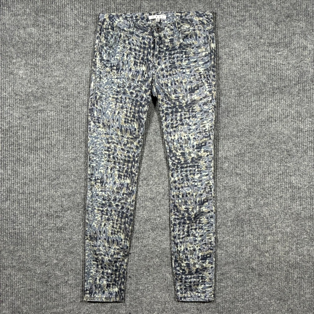 CAbi Womens Skinny Jeans Size 4 Stretch Abstract Camo‎ Print Denim Low Rise
